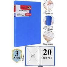 Artlantis Mavi Sunum Dosyası 20 Li 3 Adet Poşet Dosyalı Katalog Dosyası 20 Poşetli Kendinden Dosya Plastik Kapaklı