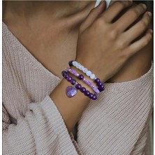 Amatist 3 'lü Set Doğal Taş Bileklikler