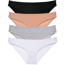 Çerçici 4 Adet Süper Eko Set Likralı Kadın Slip Külot Siyah Ten Gri Beyaz-Royaleks