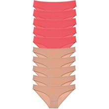 Çerçici 10 Adet Süper Eko Set Likralı Kadın Slip Külot Fuşya Ten-Royaleks