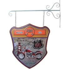 Derin Stok Dekoratif Çift Yönlü Route 66 Temalı Ferforje Askı