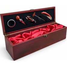 Derin Stok Ahşap Kutulu Şaraplık ve Tirbuşon Seti