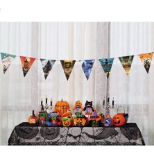 Derin Stok Parti Cadılar Bayramı Halloween Bayrak Banner Süs 8 Li 3 Metre