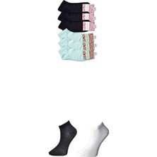 Çerçici Siyah ve Beyaz Kadın Bilek Çorap 6 Çift-Royaleks