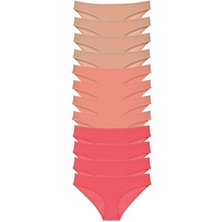 Çerçici 12 Adet Süper Eko Set Likralı Kadın Slip Külot Ten Pudra Fuşya-Royaleks