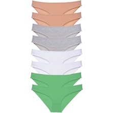 Çerçici 8 Adet Süper Eko Set Likralı Kadın Slip Külot Ten Gri Beyaz Yeşil-Royaleks