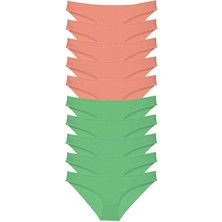 Çerçici 10 Adet Eko Set Likralı Kadın Slip Külot Pudra Yeşil-Royaleks