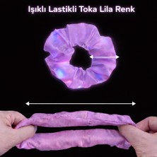 Derin Stok Lila Mor Renk LED Işıklı Lastikli Saç Tokası