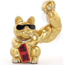 Derin Stok Polyester Şanslı Kedi Figürü Dekoratif Hediyelik