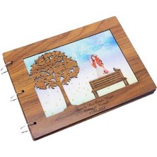 Derin Stok Albüm Ahşap Kapaklı Yatay Temalı Dekoratif Hediyelik