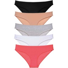 Çerçici 5 Adet Süper Eko Set Likralı Kadın Slip Külot Siyah Ten Gri Beyaz Fuşya-Royaleks