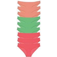 Çerçici 9 Adet Süper Eko Set Likralı Kadın Slip Külot Pudra Yeşil Fuşya-Royaleks