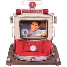 Derin Stok Dekoratif Metal Kalemlik Çerçeveli Tramvay Temalı Hediyelik