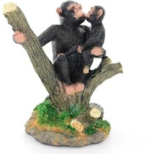 Derin Stok Polyester Dal Üstünde 2'li Maymun Biblo Dekoratif Hediyelik