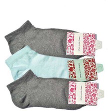 Çerçici Gri ve Beyaz Kadın Bilek Çorap 3 Çift-Royaleks