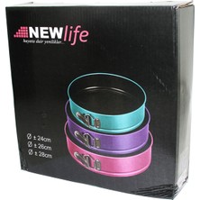 Vice Avm 3 PARÇA  YUVARLAK - RENKLİ KELEPÇELİ METAL KEK KALIP 24-26-28CM GO-53-vice