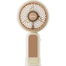 Lims Store Asonic AFN21 Krem 250MAH Dahili Pil Elde Taşınabilir Masaüstü USB Fan Şarjlı Type-C Şarj