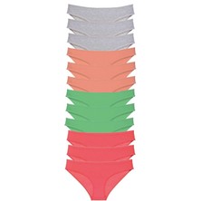 Çerçici 12 Adet Süper Eko Set Likralı Kadın Slip Külot Gri Pudra Yeşil Fuşya-Royaleks