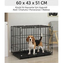 Özgürce Katlanabilir Metal Hayvan Kafesi 60X43X51, Pratik ve Güvenli Tasarım