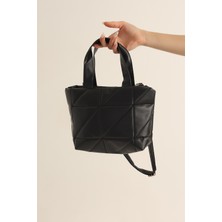 Bug Store Deri Kapitoneli Kadın Tote Çanta