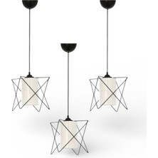 Elizim Home Lighting 3 Adet Penta Siyah Sarkıt Avize