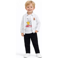 Beboys Erkek Çocuk Şık 3’lü Keten Takım (Gömlek Pantolon Tişört)