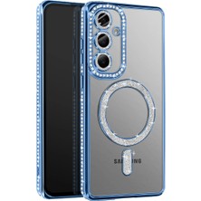 Coolacs Samsung Galaxy S26 Uyumlu Kılıf Parlak Taşlı Simli M-Safe Telefon Kılıfı Kapak