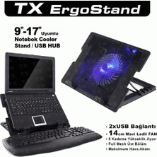 Lims Store Tx Acnbergst Ergostand 14CM LED Fan'lı 5 Kademeli̇ 2xusb 9"-17" Notebook Soğutucu-Stand