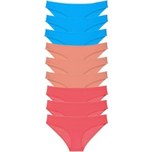 Çerçici 9 Adet Süper Eko Set Likralı Kadın Slip Külot Pudra Fuşya Mavi-Royaleks