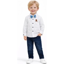 Beboys Erkek Çocuk Gömlek Kot Pantolon Papyonlu Takım