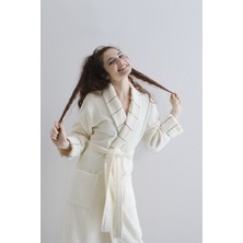 Cotto N Mania Krem Renkli Pamuk Polyester Şalyaka Bornoz S - M Cinsiyet İçin Rahat Tasarım