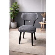 Hey Modüler Mobilya Hey Elma Mutfak Yemek Sandalyesi Salon Balkon Sandalyesi Antrasit Gri Baby Face Kumaş 1 Adet