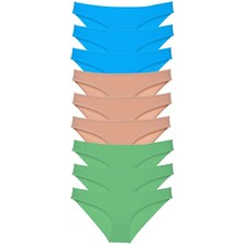 Çerçici 9 Adet Süper Eko Set Likralı Kadın Slip Külot Yeşil Ten Mavi-Royaleks