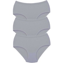 Çerçici 3 Adet Tutku Kadın Yüksek Bel Bato Kalın Lastik Külot Gri-Royaleks