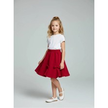 Zubi Baby & Kids Wear Kız Çocuk Fiyonk Detaylı Kırmızı Pileli Etek (5-14 Yaş)