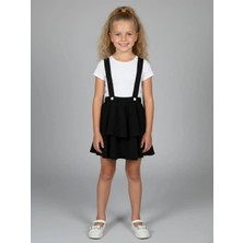 Zubi Baby & Kids Wear Kız Çocuk Siyah Katlı Salopet Etek (5-14 Yaş)