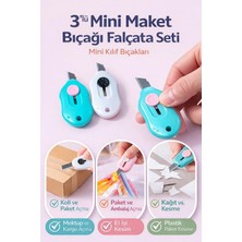 Hayveys Mini Maket Bıçağı 3’lü Set Küçük Falçata Koli Açma Kesici Anahtarlık Boy
