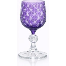Sudedi Home Mor Yıldız Desenli Kristal Ayaklı Su Bardağı | Kokteyl & Kahve Yanı Bardağı