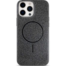 Fenza iPhone 13 Pro Max Uyumlu Telefon Kılıfı Magsafe Wireless Şarj Özellikli Simli Lüks Silikon Kılıf