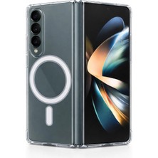 Fenza Samsung Galaxy Z Fold 4 Uyumlu Kamera Korumalı Magsafe Wireless Şarj Özellikli Lüks Şeffaf Silikon Telefon Kılıfı
