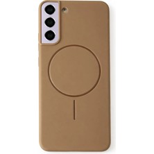 Fenza Samsung Galaxy S22 Plus Uyumlu Içi Kadife Magsafe Wireless Şarz Özellikli Camel Renkli Telefon Kılıfı