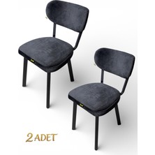 Hey Modüler Mobilya Hey Elma Mutfak Yemek Sandalyesi Salon Balkon Sandalyesi Siyah Baby Face Kumaş 2'li