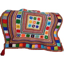 El Örgüsü Etnik Otantik Püsküllü Çok Amaçlı Örtü (85 cm x 85 Cm)