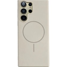 Fenza Samsung Galaxy S22 Ultra Uyumlu Içi Kadife Magsafe Wireless Şarz Özellikli Taş Renkli Telefon Kılıfı