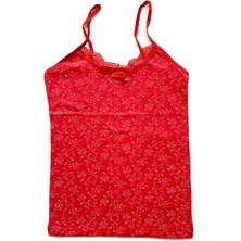 Çerçici Kadın Askılı Desenli Atlet Dantelli Empirme Pamuklu Penye D9-Royaleks