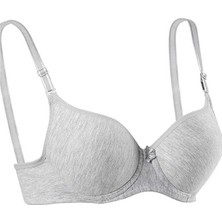 Çerçici Silikonlu Desteksiz Telli Düz Boş Sütyen Gri-Royaleks