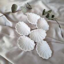 Metsare 6 Adet Beyaz Istiridye Kahve Yanı Sunumluk, Şekerlik, Lokumluk, Ikramlık, Yüzük Küpe Kasesi, Tabağı, Ev Süs Eşyası,