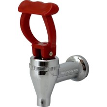 Süppürge Semaver Ile Uyumlu Musluk Göstergesiz, Içten Dişli, Basmalı, Demir, Kırmızı Saplı, Kayalar Kazan ve Çaycı Musluğu 7,5cm