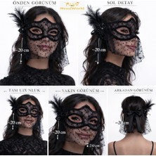 Just Cheap Store Siyah Dantel Tüllü Peçeli Parti Maskesi