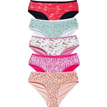 Çerçici Pamuklu Geniş Kenarlı Likralı Desenli Bato Kadın Külot 5'li Paket Set 2-Royaleks